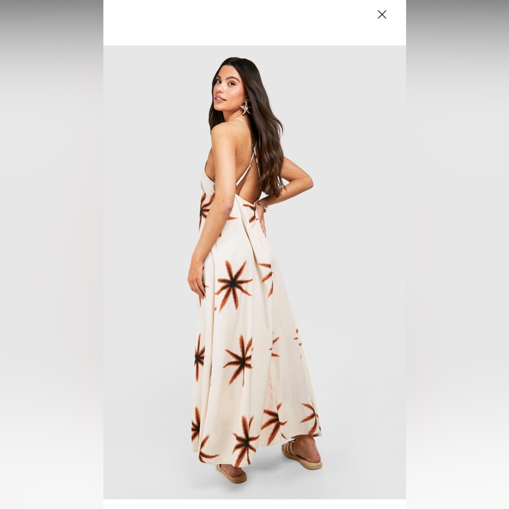 Bohoo printed open back maxi dress